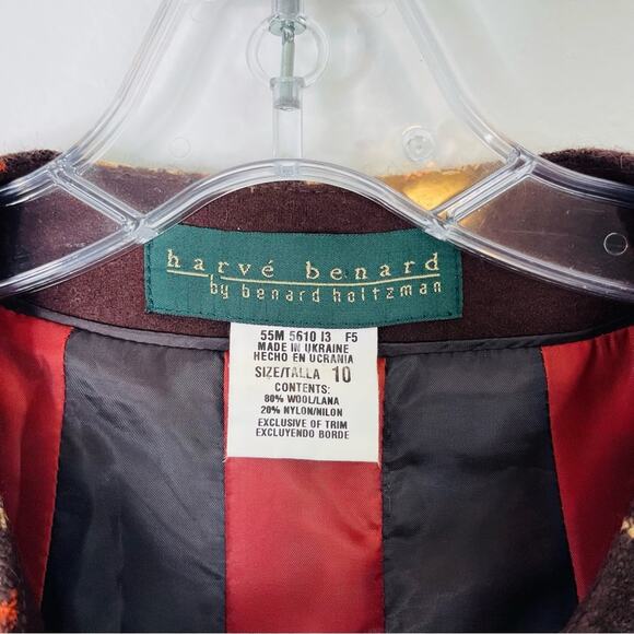 Vintage brown orange wool tweed plaid preppy academia office blazer jacket 10 - Picture 4 of 6